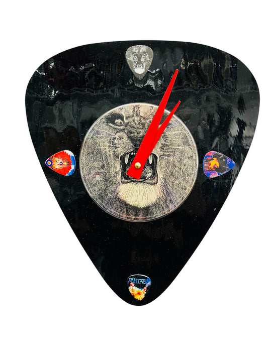 Santana CD Art Glass Guitar Pick Wall Clock