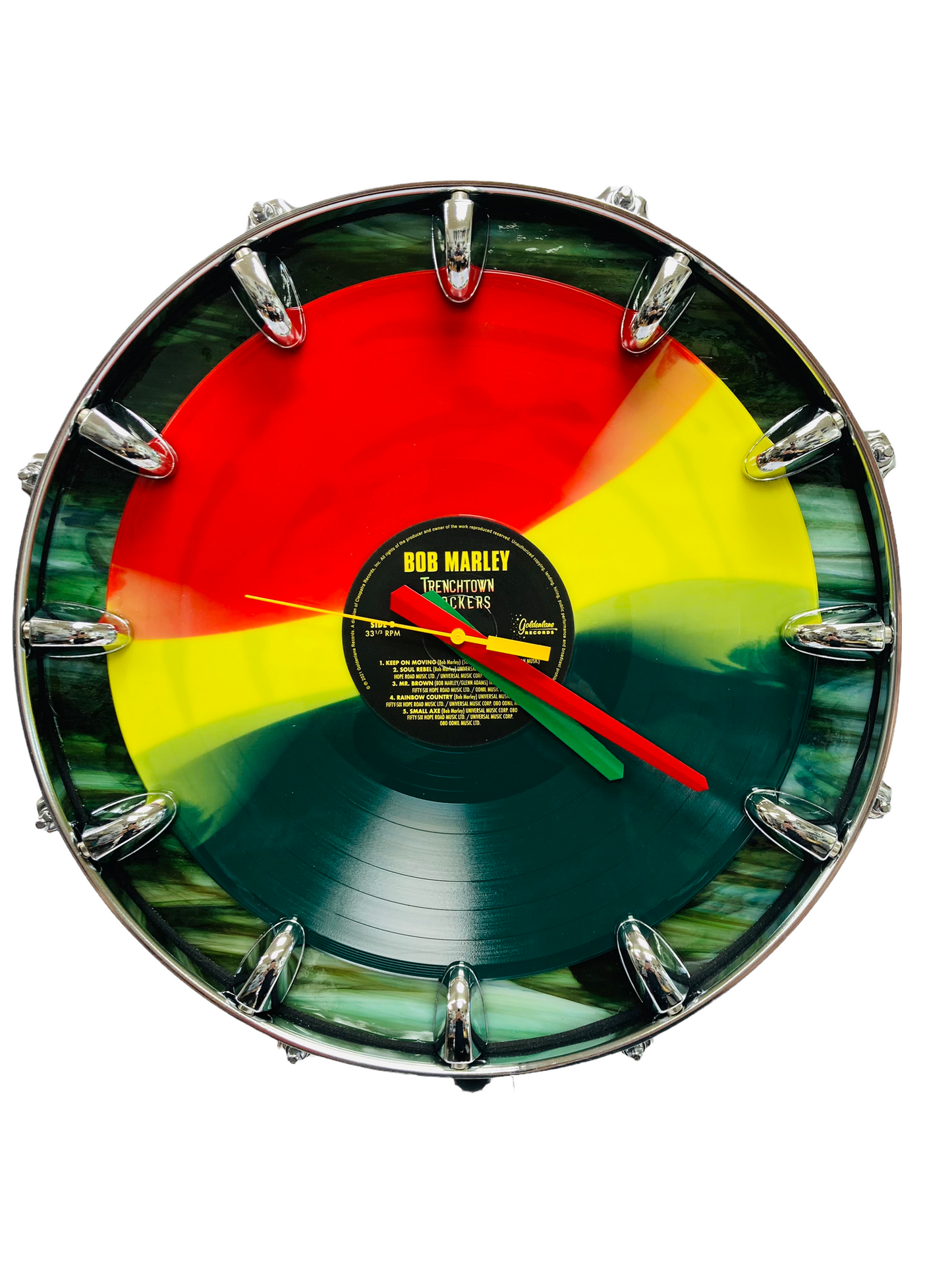 Bob Marley Snare Drum Picture Disc Wall Clock
14” diam. Battery operated.