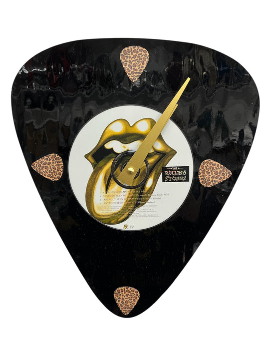 Rolling Stones CD Art Glass Guitar Pick Wall Clock