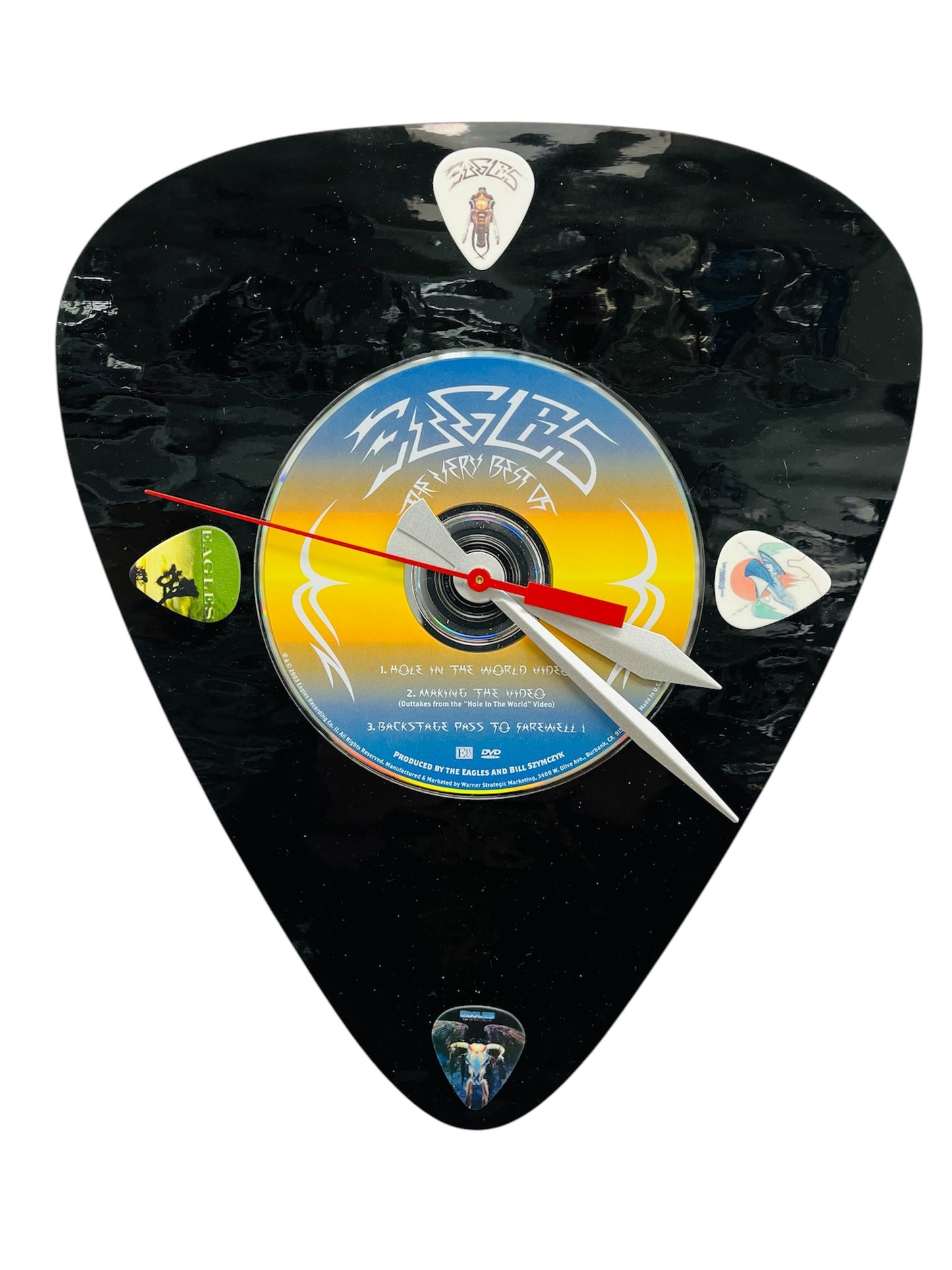 Eagles CD Art Glass Guitar Pick Wall Clock