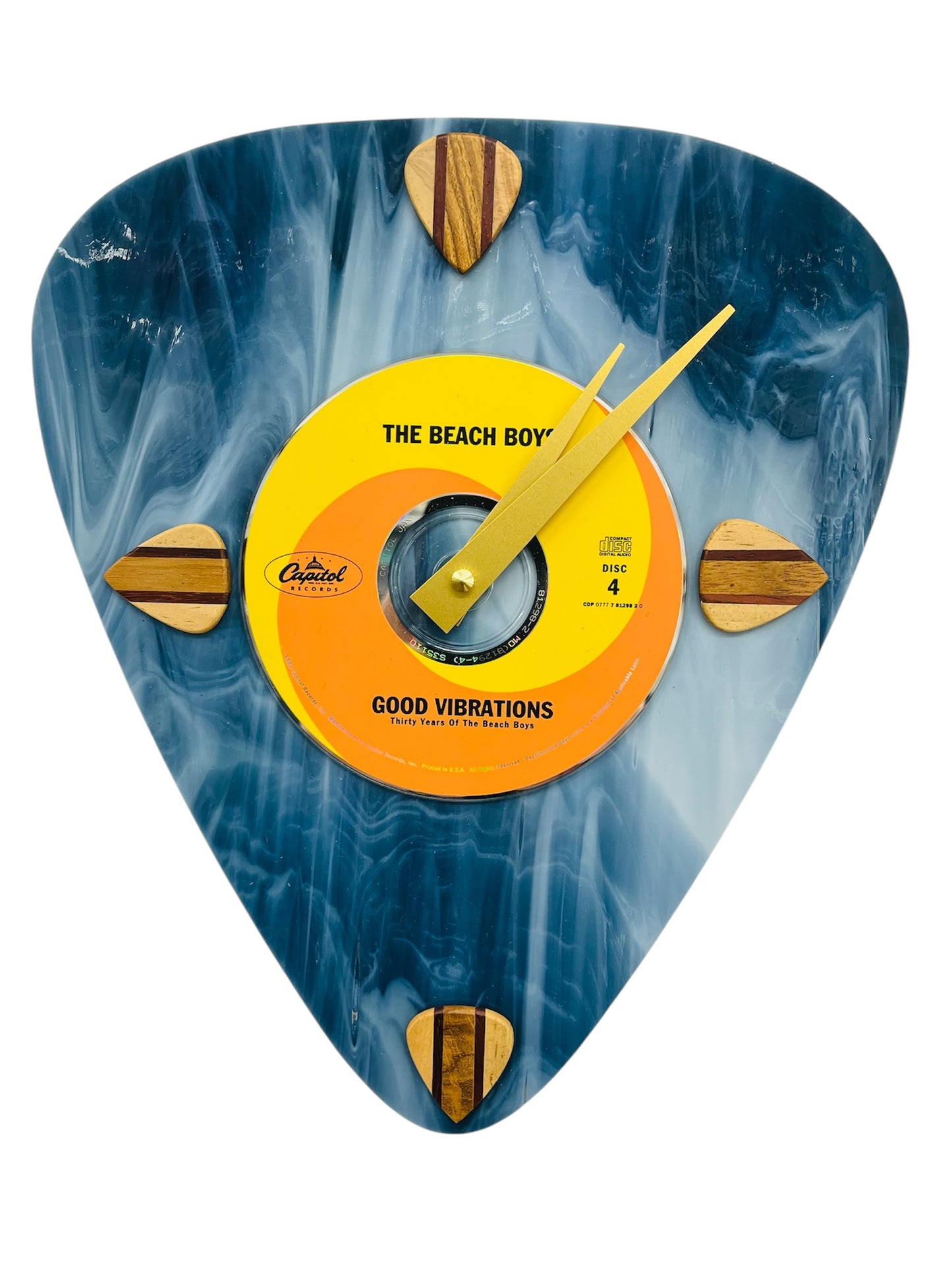 Beach Boys CD Art Glass Guitar Pick Wall Clock