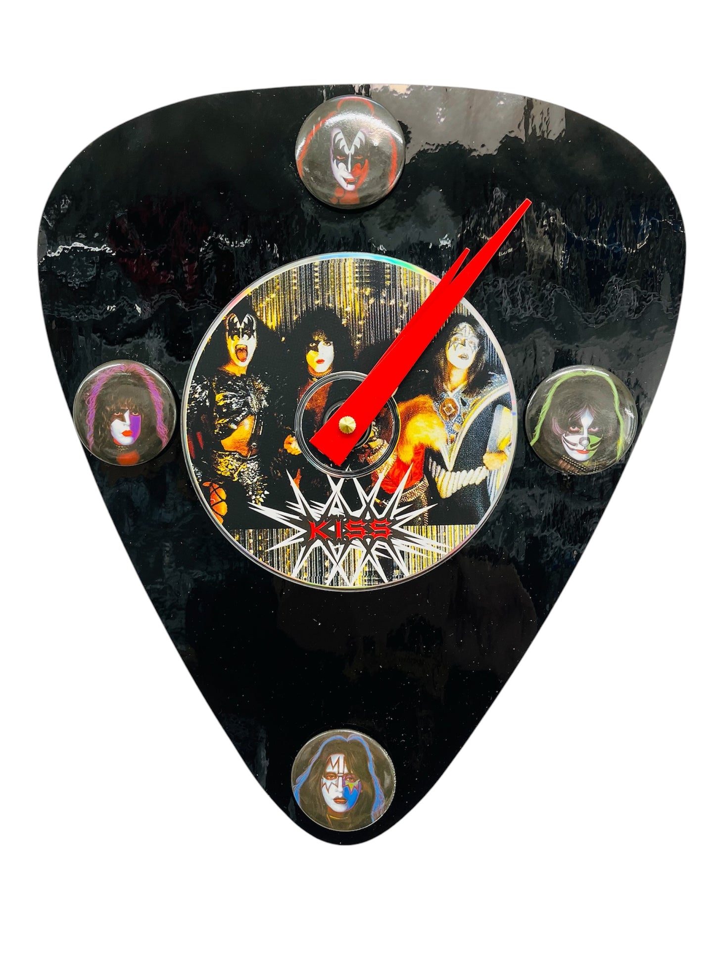 Kiss CD Art Glass Guitar Pick Wall Clock