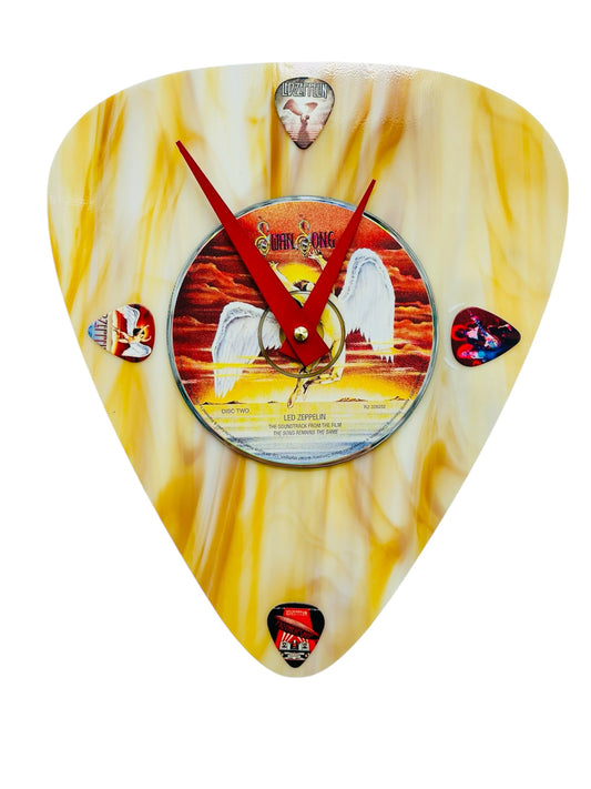 Led Zeppelin Art Glass CD Guitar Pick Wall Clock