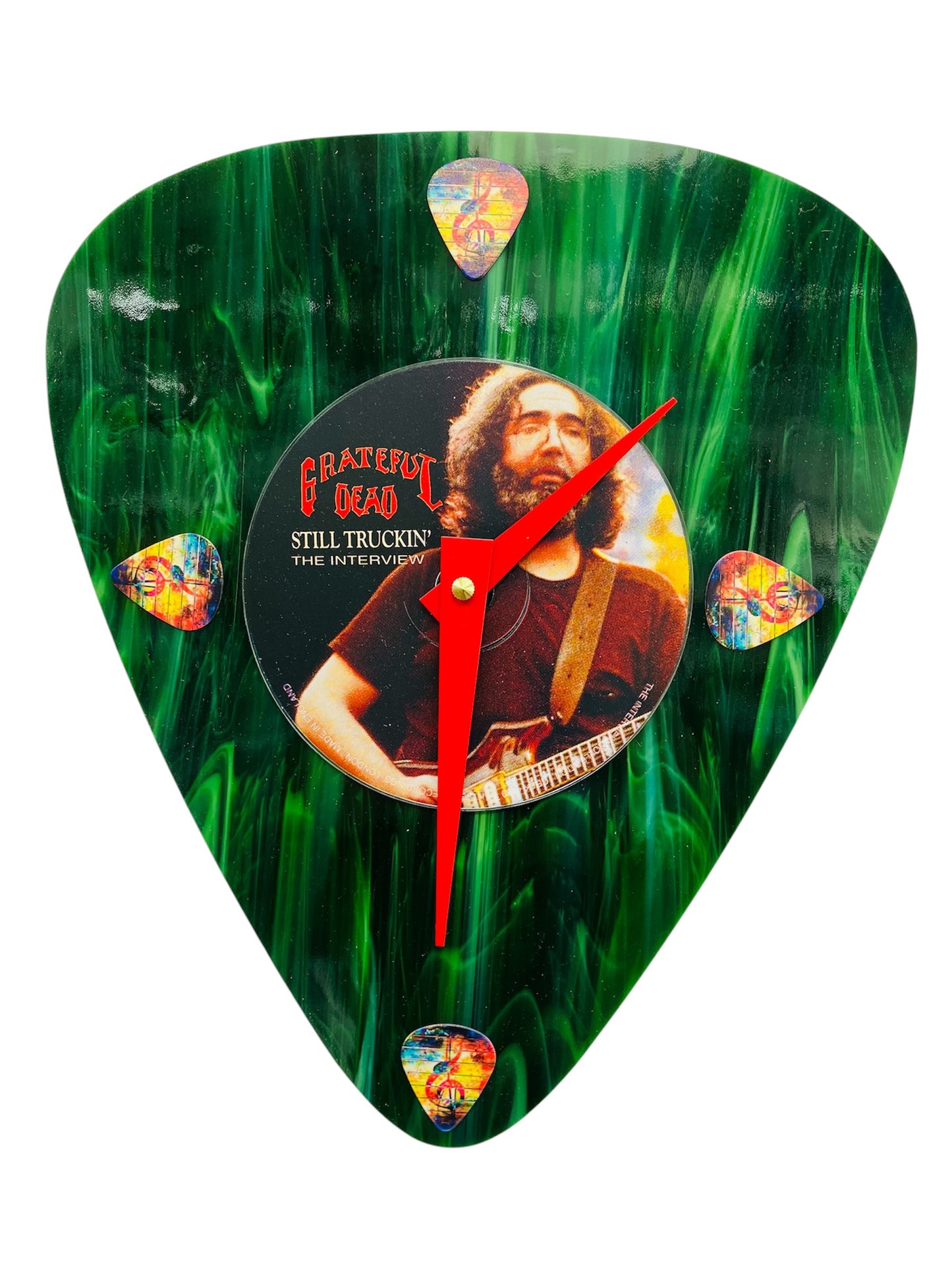 Jerry Garcia CD Art Glass Guitar Pick Wall Clock