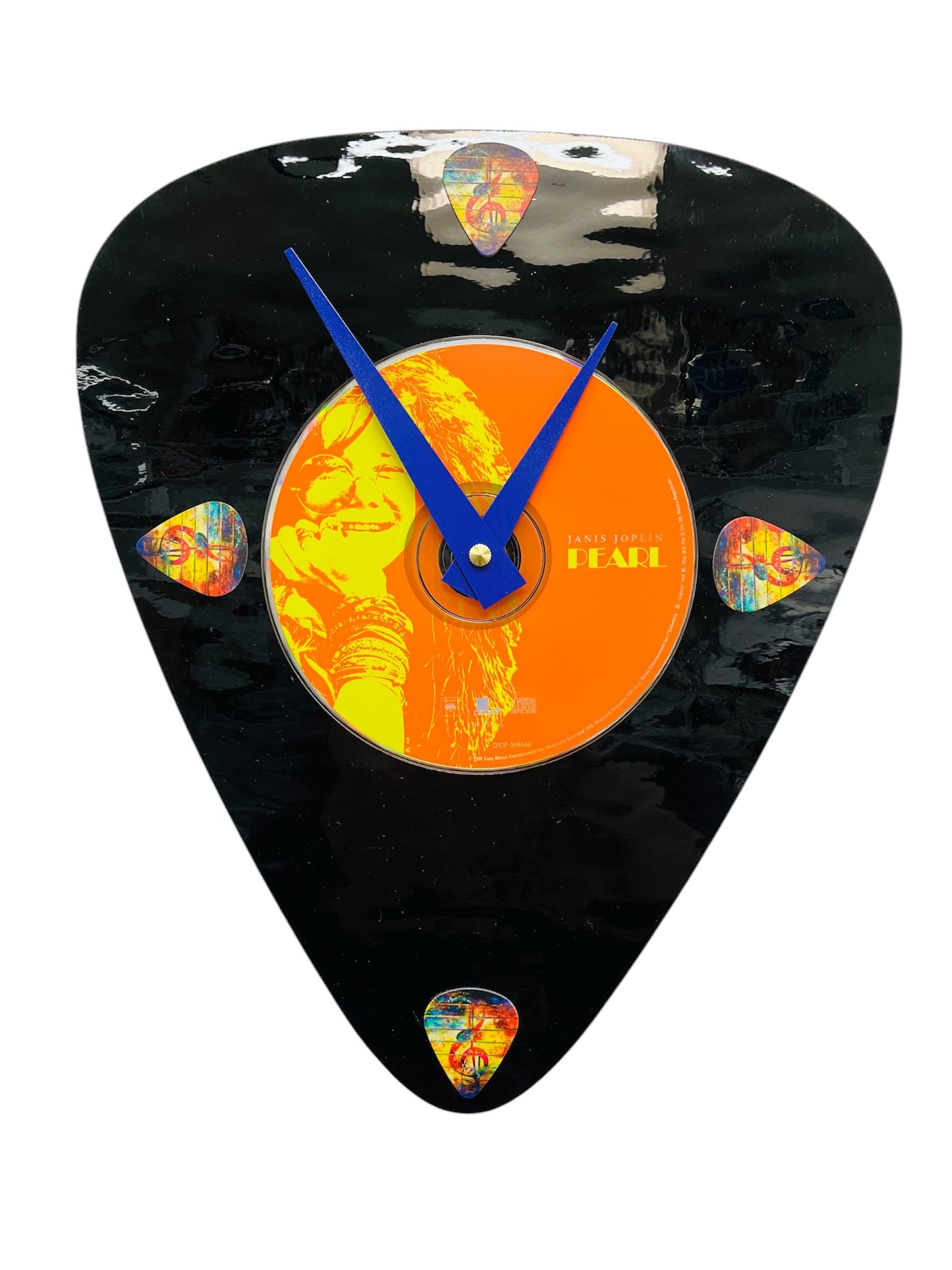 Janis Joplin CD Art Glass Guitar Pick Wall Clock