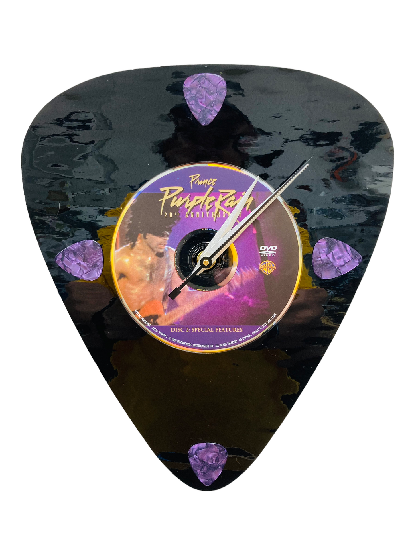 Prince CD Art Glass Guitar Pick Wall Clock