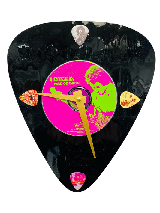 Jimi Hendrix CD Art Glass Guitar Pick Wall Clock