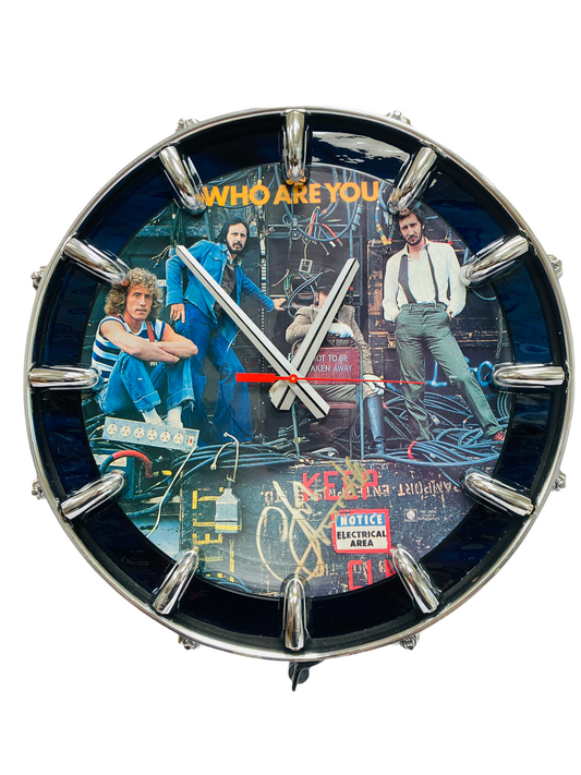 The WHO Snare Drum Picture Disc Wall Clock
14” diam. Battery operated.