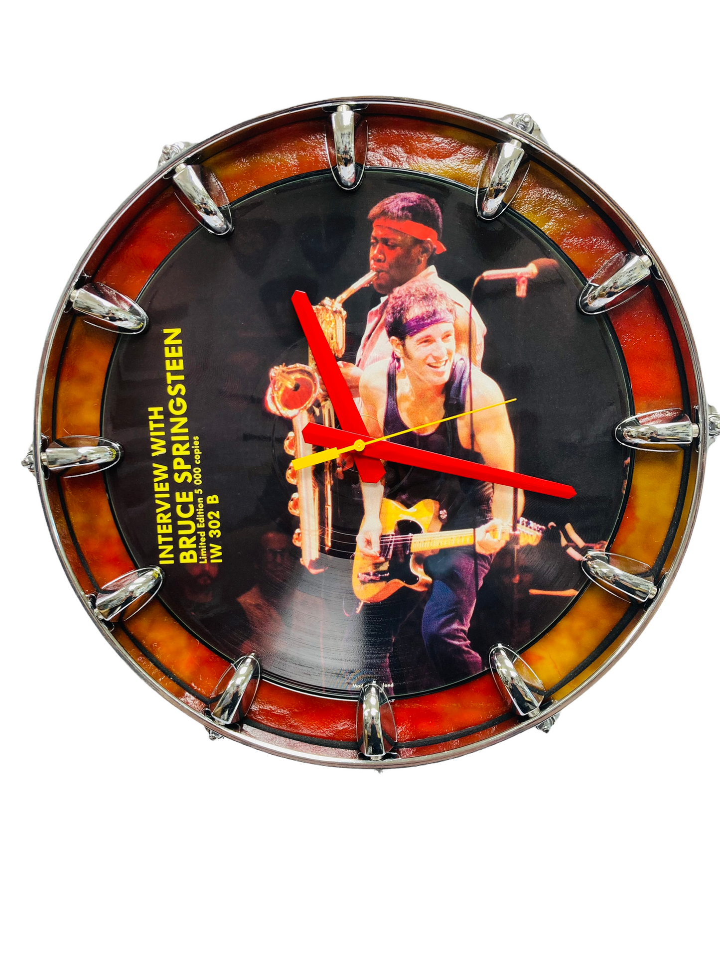 Bruce Springsteen Snare Drum Picture Disc Wall Clock
14” diam. Battery operated.