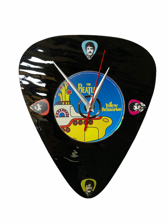 Yellow Submarine CD Art Glass Guitar Pick Wall Clock