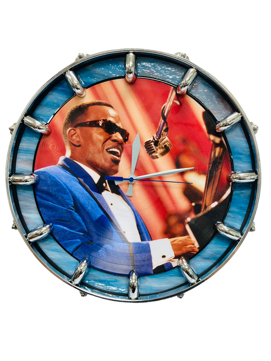 Ray Charles Snare Drum Picture Disc Wall Clock
14” diam. Battery operated.