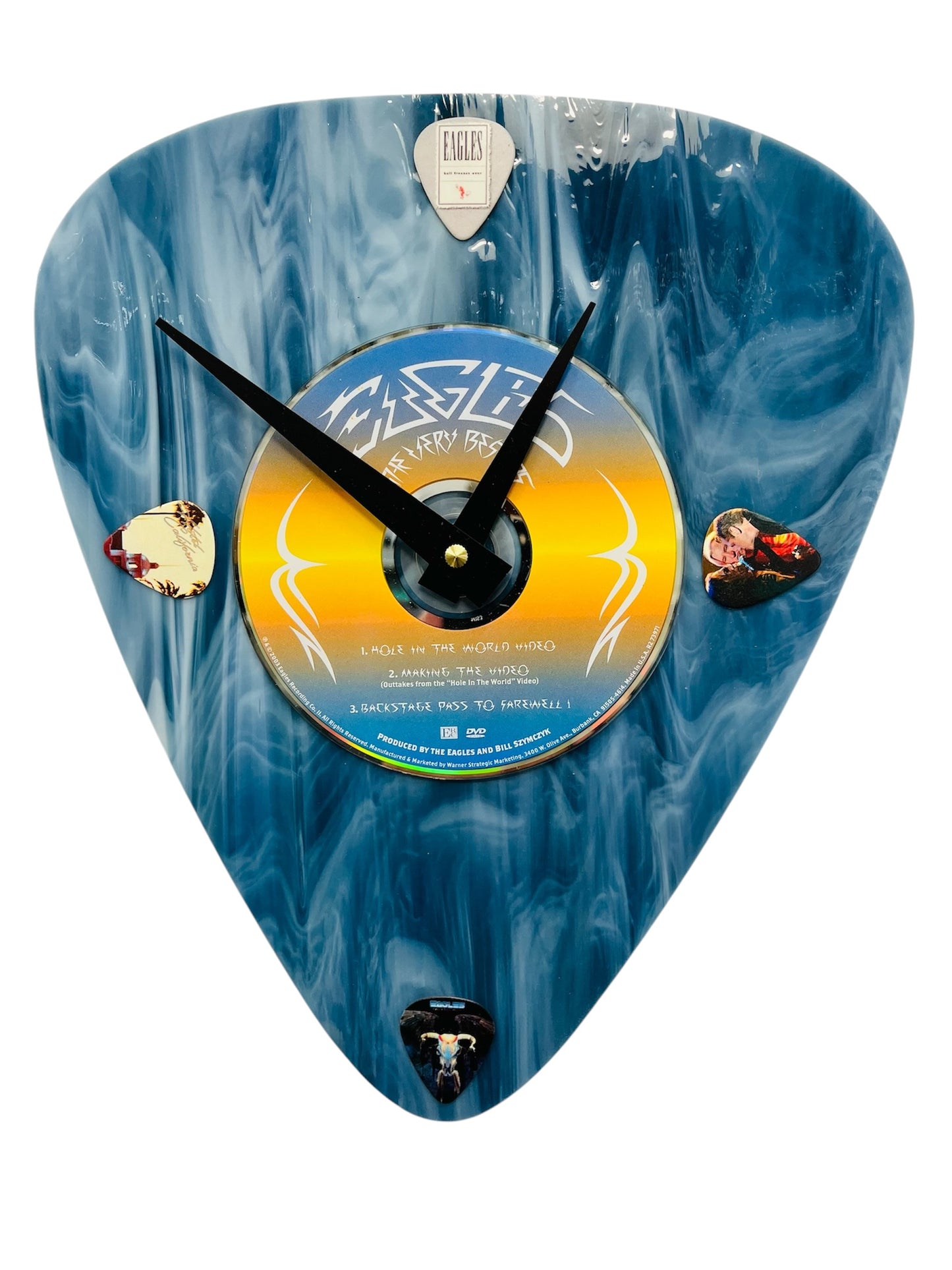 Eagles CD Art Glass Guitar Pick Wall Clock