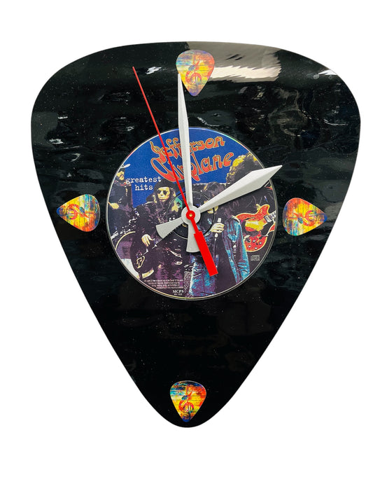 Jefferson Airplane CD Art Glass Guitar Pick Wall Clock